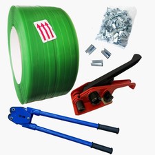Banding Strapping Kit with 5/8" x2000 ft Green Polyester (PET) Band 200 Metal...