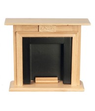 Poupées Maison Chêne & Noir Cheminée Avec Bûches Miniature Meubles 1:12 Échelle