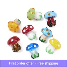 20pcs Handmade Lampwork Mushroom Beads Mixed Color Glass Lampwork Beads for DIY