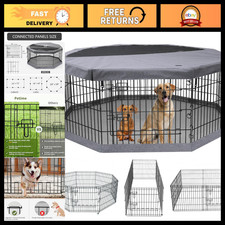 Foldable Metal Dog Exercise Pen - 8 Panel Pet Playpen with Cover  Bottom Pad, 2