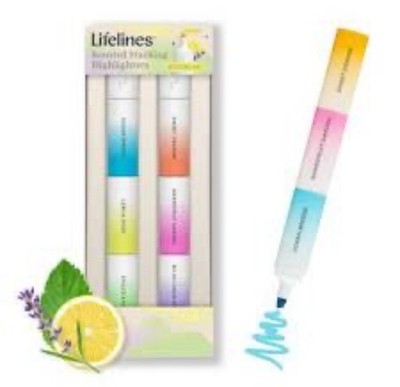 NEW Lifelines Scented Ink Six Stacking Highlighters Assorted Colors Infused Oils