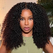 Curly Glueless 7x6 HD Lace Front Wigs Human Hair 200 Density Pre Plucked Pre...
