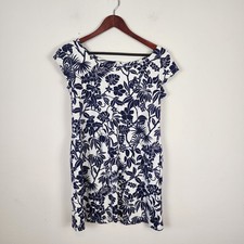 Tori Richard Jungle Blue White Floral Pockets Dress Women's Size 4