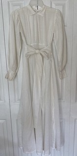 Vintage 1940s Sheer White Cotton Dotted Swiss Wedding Dress Long Sleeves Sz. Sm.