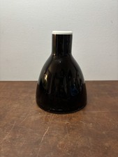 Hand Blown Art Glass Vase Short Neck Black  White Glass Vase  MCM 60s
