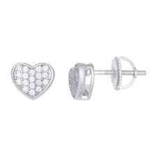 925 Sterling Silver Women Cubic-Zirconia Heart Stud Earrings