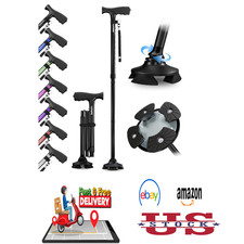 Walking Cane for Men and Women, Adjustable, Collapsible, Self-Standing with 360