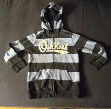 Boys "OshKosh B'Gosh" Navy Blue/Light Blue Striped Full Zip Hoodie in Size 8