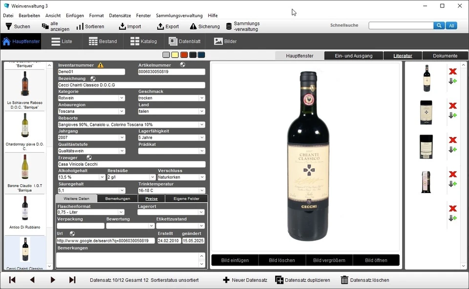 GS Wein-Verwaltung 3 - Software Programm zum Verwalten Ihrer Wein-Sammlung - Bild 2 von 4