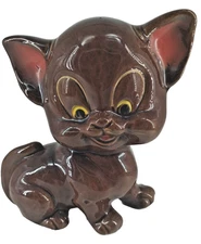 Artmark 1970's Red Ware Pottery Cat Kitten Figurine Japan Vintage 6" T 5" W