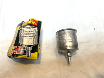 #ad Vintage Coleman No. 0 Aluminum Fuel Felt Filter Funnel in Original Box USA $13.45