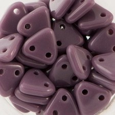 6mm Opaque Purple CzechMates Triangle 2 Hole Glass Beads 50 