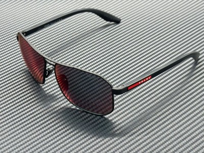 PRADA LINEA ROSSA PS A53S DG008F Rubber Black Red Mirror Men's 62 mm Sunglasses
