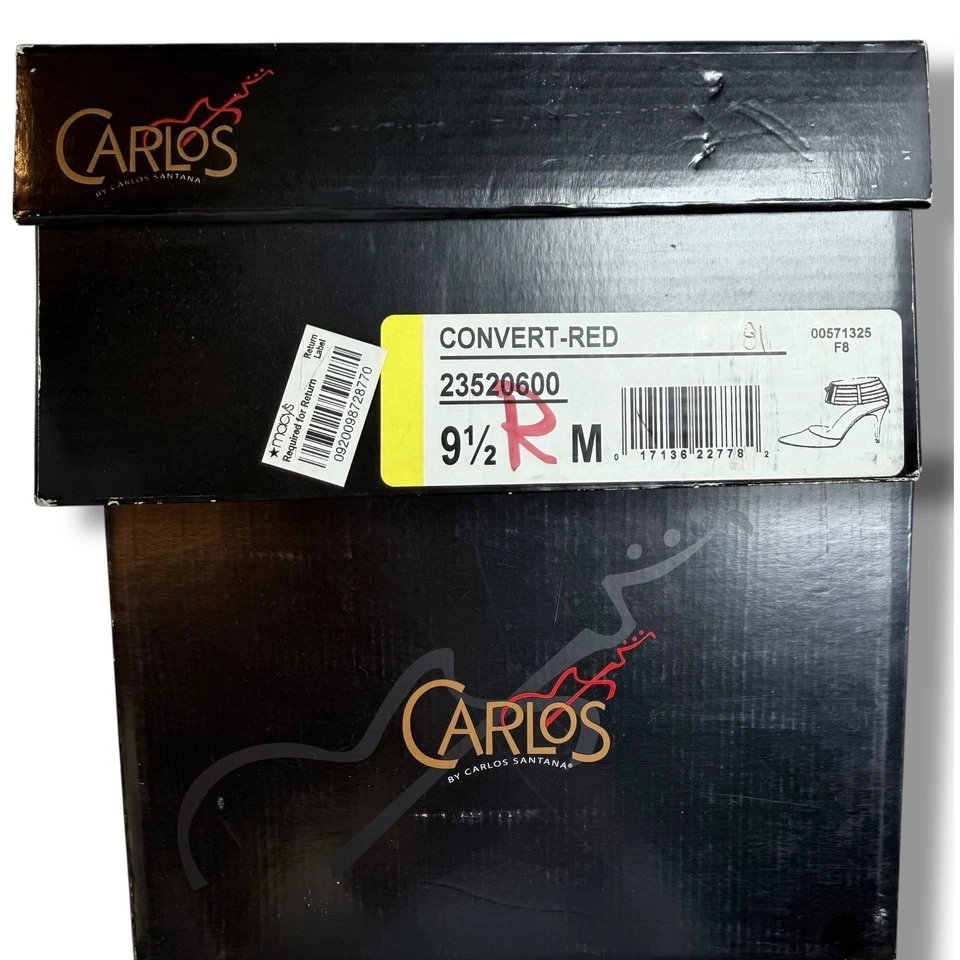 Tira de tornozelo Carlos Santana convertida couro envernizado vermelho em excelente estado usado 9,5 - Imagem 3 de 4