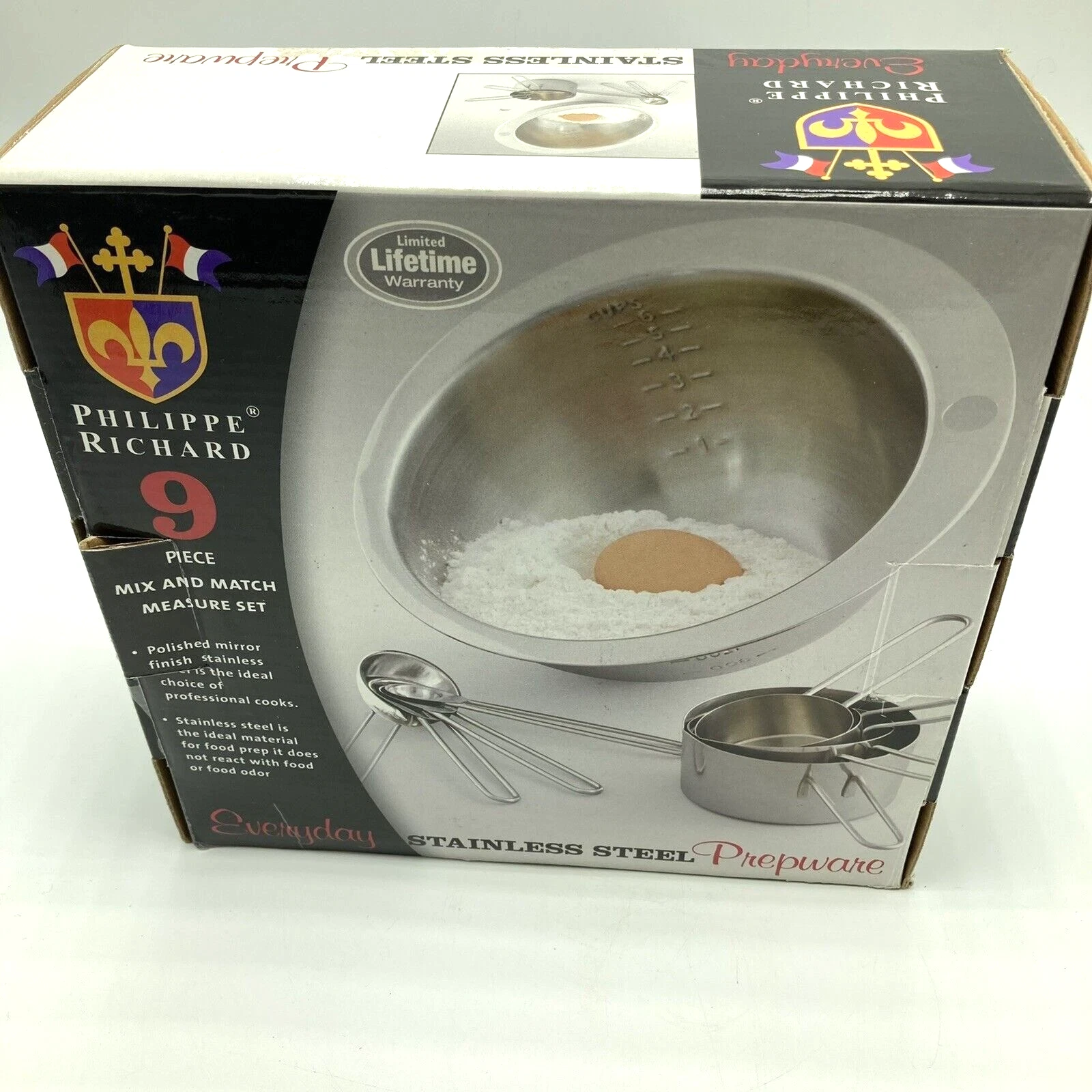 Philippe Richard Stainless Steel Mixing Bowls Measuring Spoons Cups Prep Set
