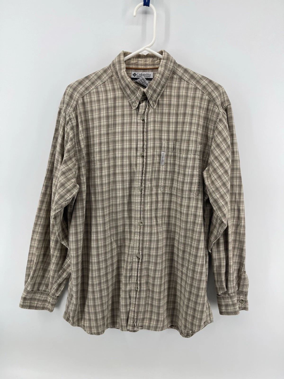 Columbia Button Up Shirt Mens Size Large Beige Tan Brown Plaid Long Sleeve
Opens in a new window or