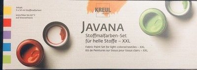 JAVANA Stoffmalfarben-Set XXL 5 x 50 ml  Goldgelb Rot Lavendel Azurblau Maigrün
