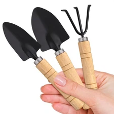 Mini Garden Tools Set 3 Piece Small Trowel Shovel Hand Rake for Plants