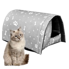 Stray Cats Shelter, Waterproof Outdoor Cat House Foldable Warm Pet Cave for W...