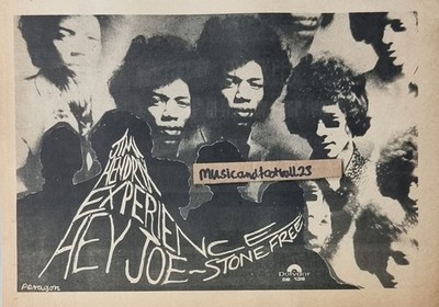 JIMI HENDRIX EXPERIENCE - HEY JOE ~ STONE FREE Advert 1966 11''x7¾'' 28x20cm VG