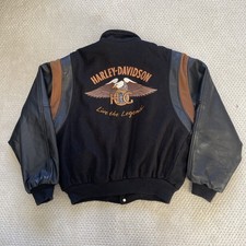 Harley Davidson Letterman Giacca Bomber Pelle Feltro Uomo Taglia L Varsity Y2K Vintage