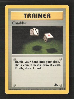Gambler Common Unlimited Fossil 60/62 HP Pokémon TCG