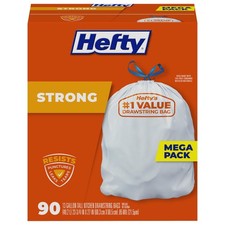 Hefty Strong 13 Gallon Trash Bags, Tall Kitchen Trash Bags, Unscented 90 Bags