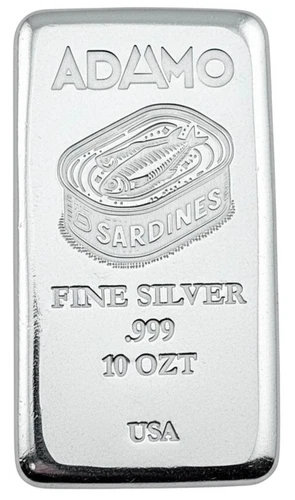 Adamo Can of Sardines 10 oz .999 Fine Silver Art Bar Adamo Metals USA Exclusive