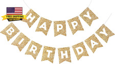 Gold Happy Birthday Banner Sign for Backdrop Gold Happy Birthday Decorations for