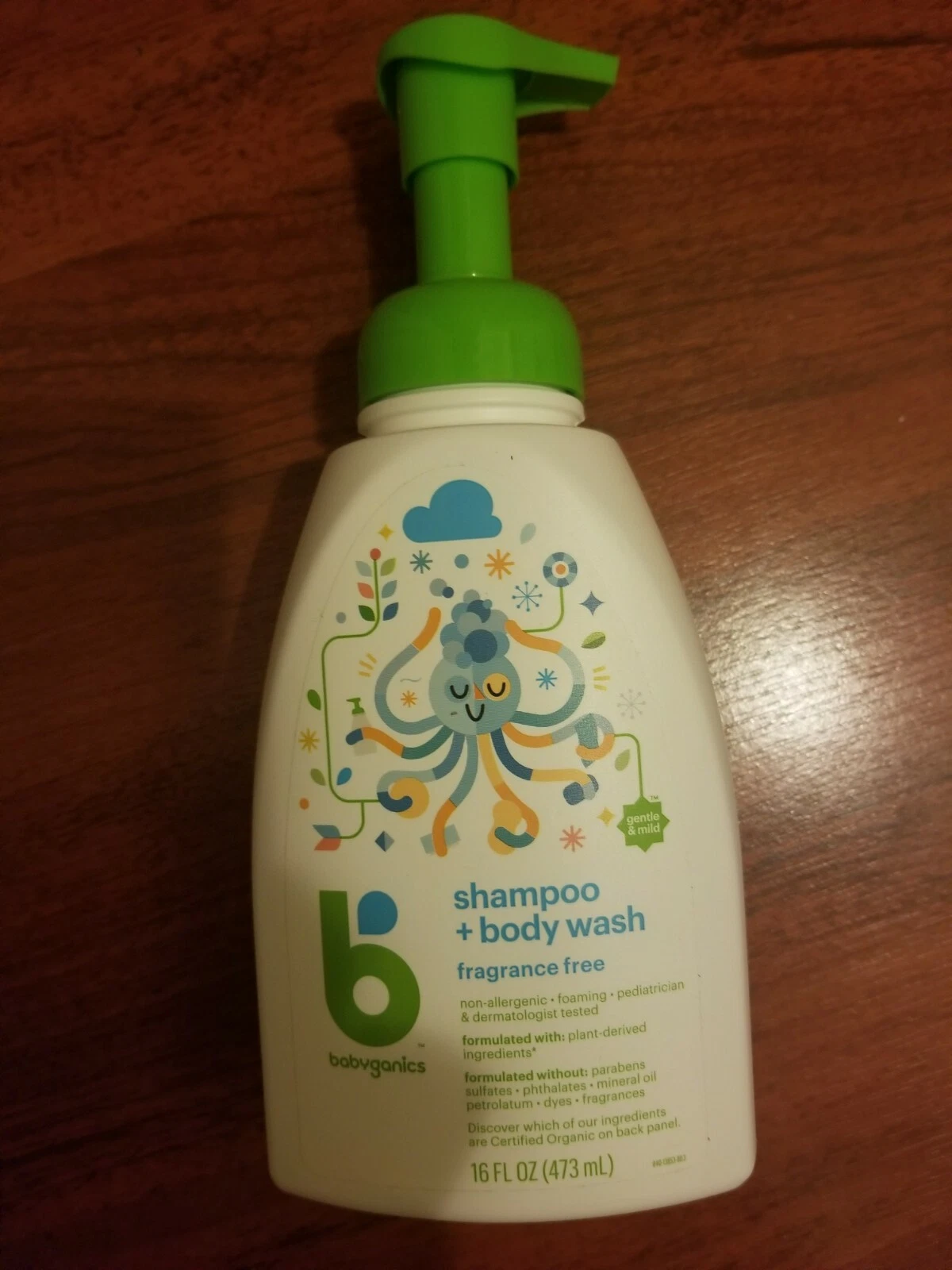 Babyganics Shampoo+Body Wash Fragrance Free 16 oz(473 ml)