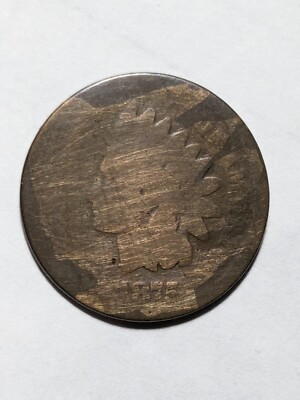 1875 Indian Head Cent Penny Scarce Date Self Assessed P001 Details