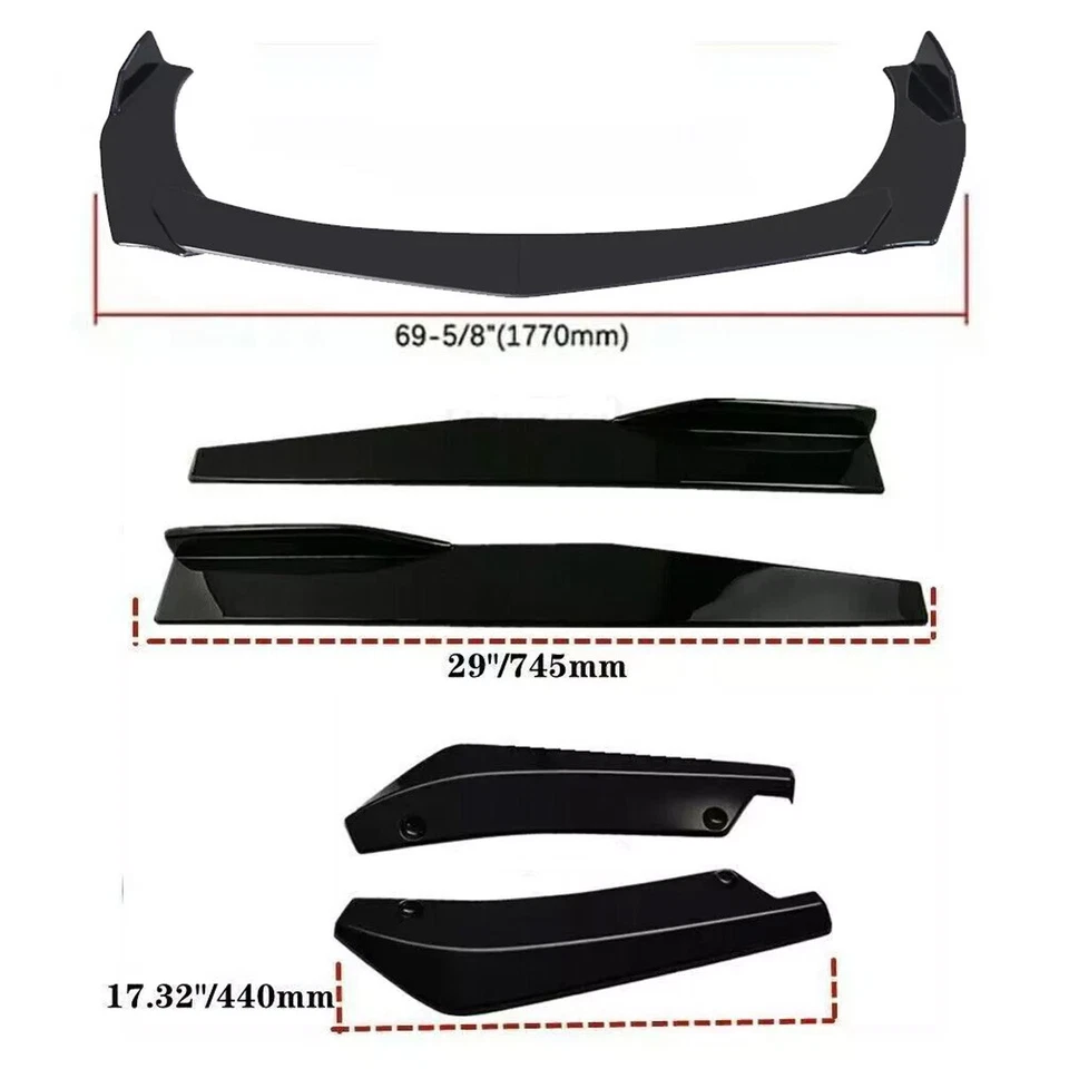 For 2011-2013 Hyundai Sonata Front Bumper Lip Spoiler+29"Side Skirts+Rear Lip — 第 3/4 张图片