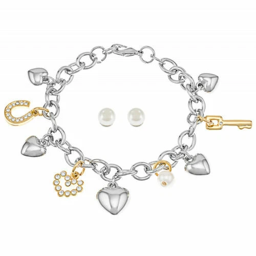 Parure di bigiotteria d'argento in strass