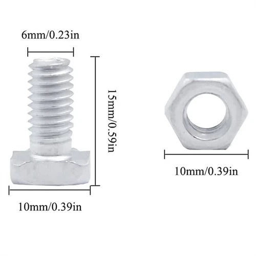 10-50Paar Aluminium Flachkopfschrauben für Gewächshaus Vierkant SchraubenM6x12mm - Bild 5 von 12