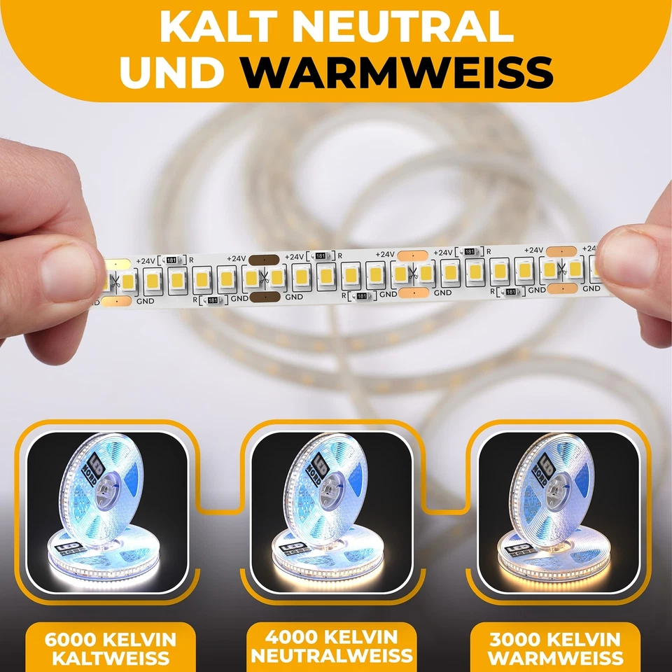 LED Streifen Band 5m 2835 Licht Leiste Dimmbar Stripe Smd warm kalt Weiß   - Bild 3 von 4