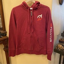 PELOTON Women Raspberry Fleece Lined Hoodie Zipped Jacket Size Medium