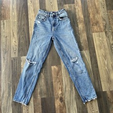 Zara Denim Blue Jeans Size 0 High Rise Distressed W23 L25
