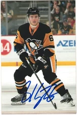 Scott Harrington Autographed 4x6 Color Photo Pittsburgh Penguins #6 Black C