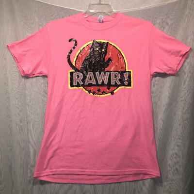 Black Cat Shirt Mens Medium Rawr Pink Kitty Fun Paws Student Gift Punk Y2K S446