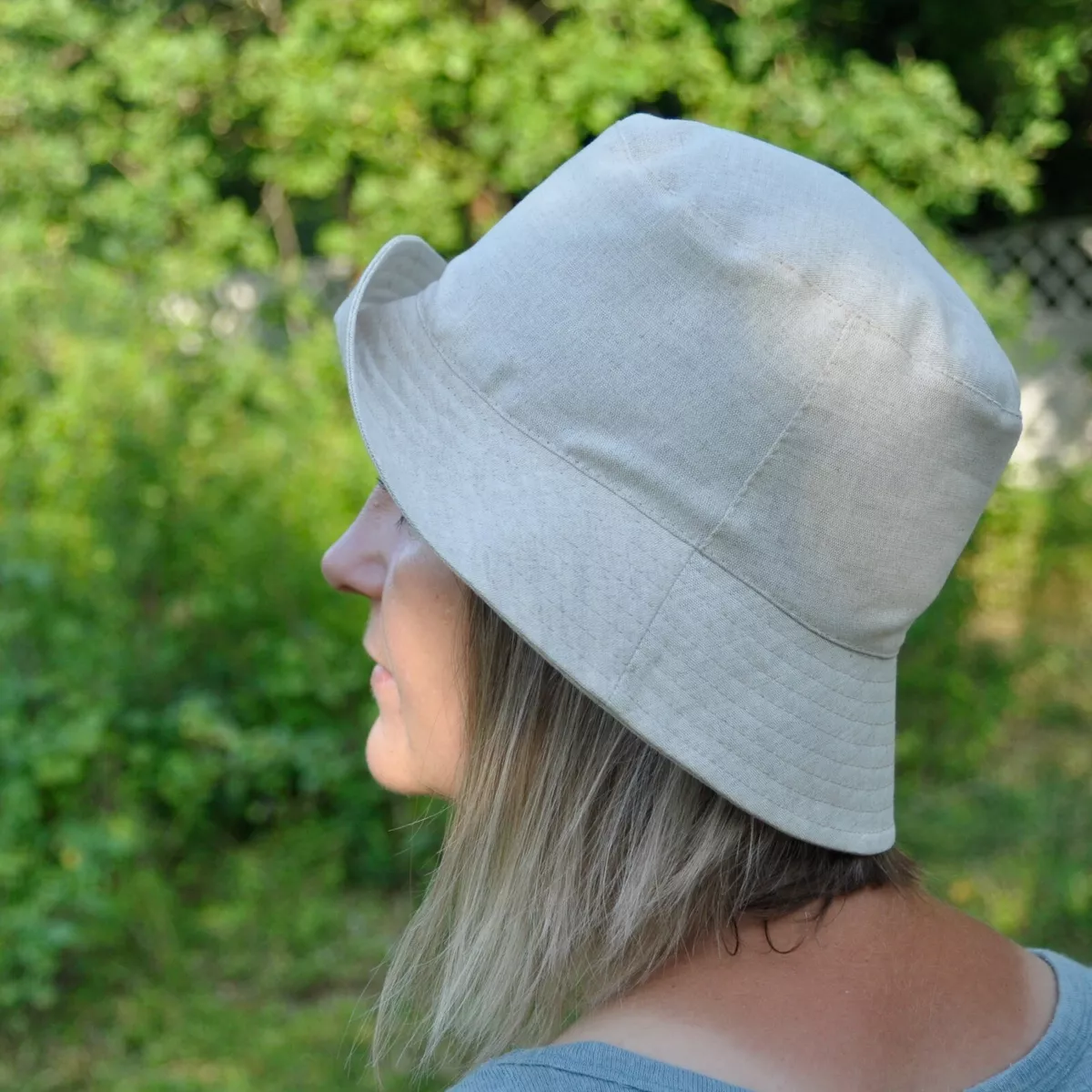 Women's Linen Bucket Hat. Linen summer hat for boys and girls. Outdoor  beach hat