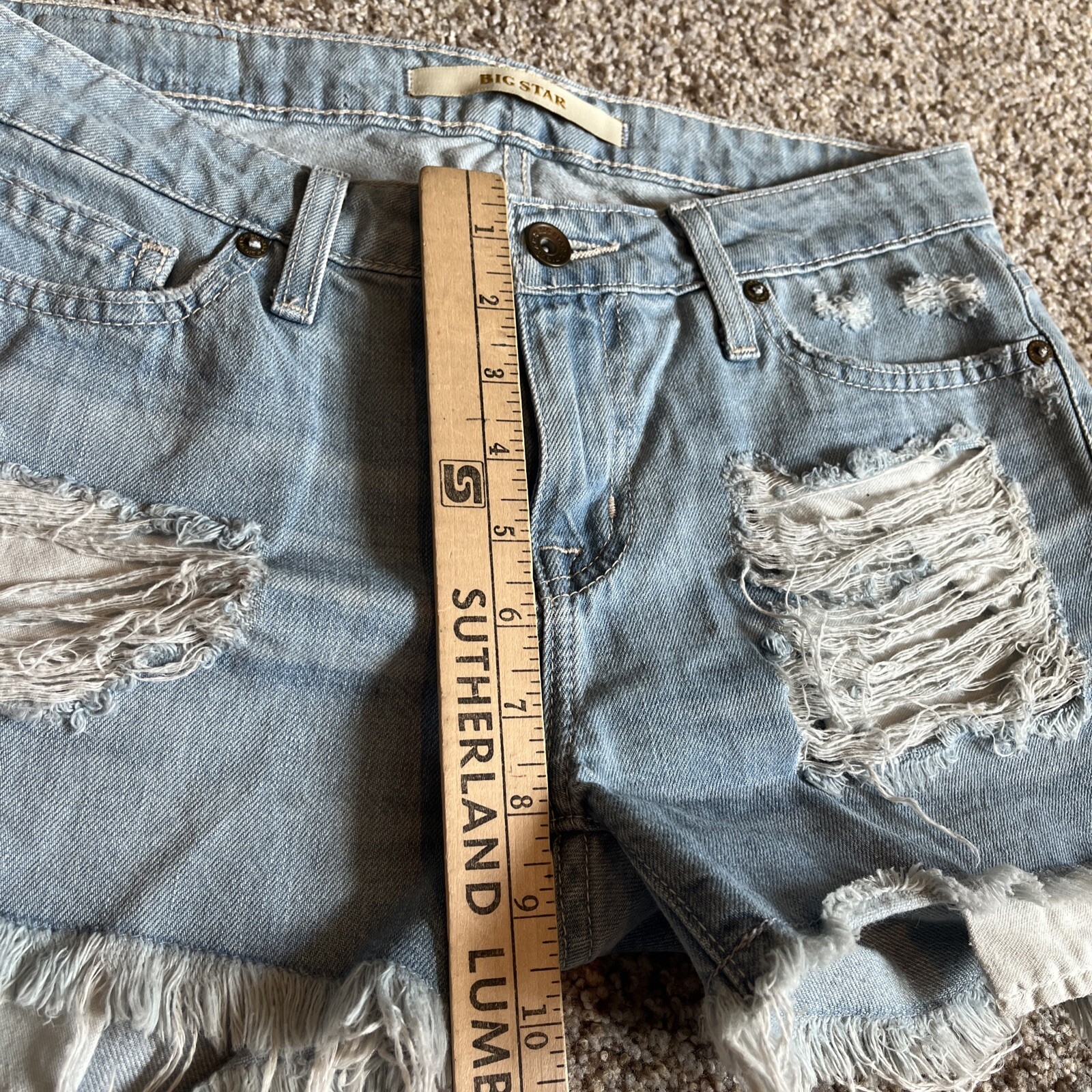 Big Star Jean Shorts Distressed Washed Raw Hem Womens Size 25 Waist 29 - View 7