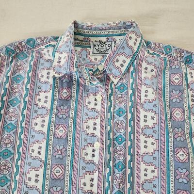 Vintage tribal floral pattern buttondown shirt large | eBay