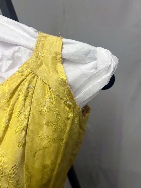 #25-62, 1880's Canary Yellow Silk Damask Bustle Gown Bodice - Image 3 of 4