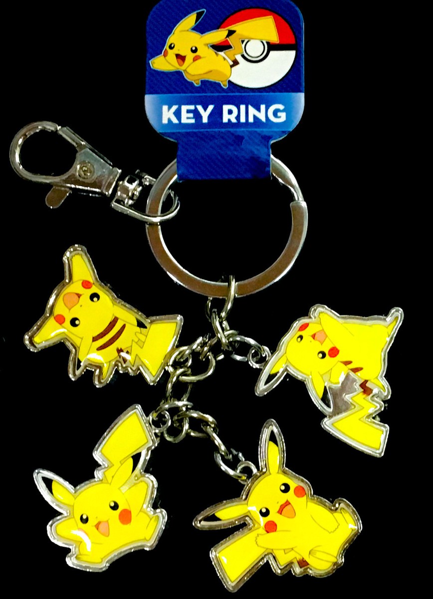 Pokemon Pikachu Keychain Metal Key Ring Lightning Monster Yellow