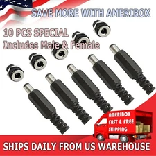 10 PCS MALE BARREL JACK PLUG FEMALE SOCKET PANEL MOUNT DC 12V POWER CONNECTORS