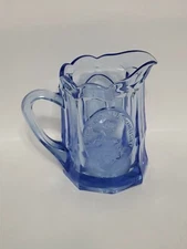 Vtg Tiara Pitcher Blue Glass Jack Jumped Over The Candlestick Jack & Jill 