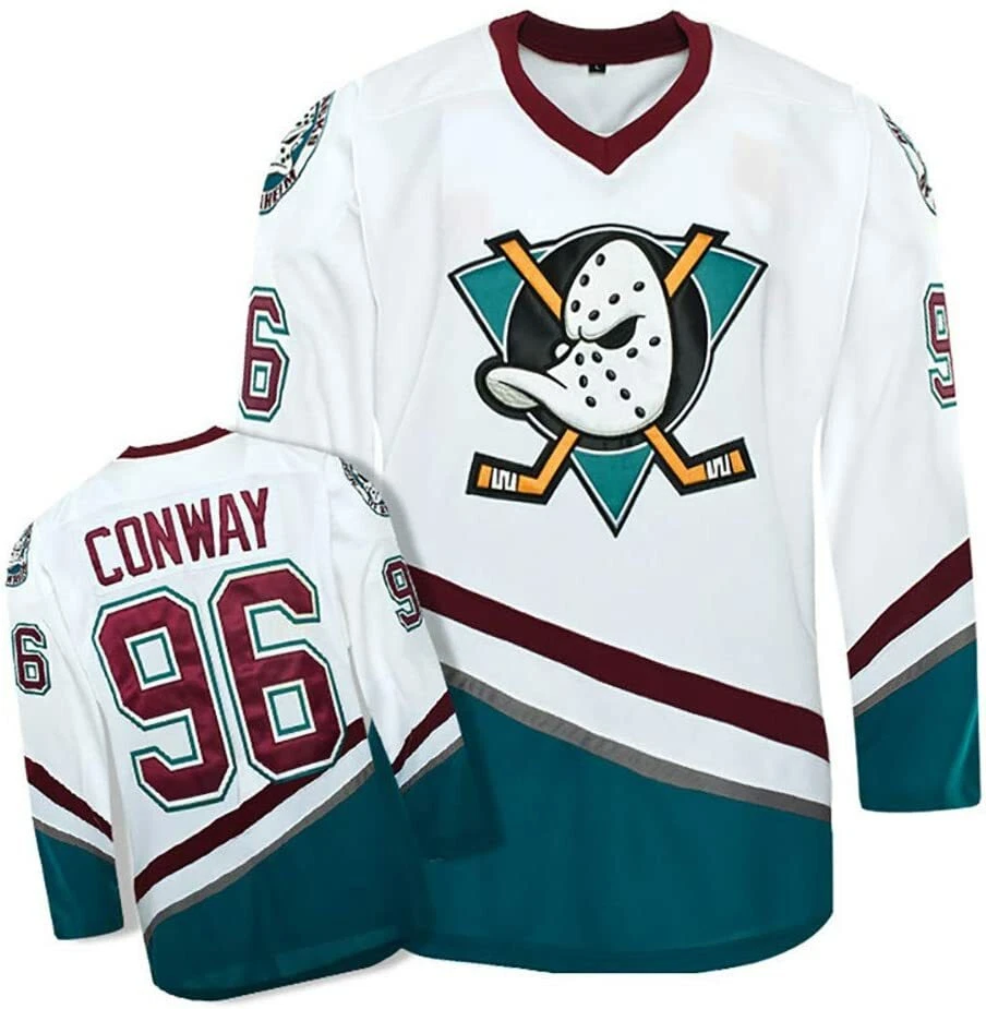 Youth Charlie Conway #96 Mighty Ducks Ice Hockey Jersey White – MOLPE