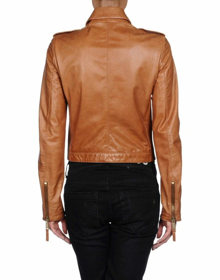 €1595 DSQUARED2 Women's Genuine Lamb Leather Biker Jacket IT 40 - XS - UK 8 NEW - Image 4 of 4