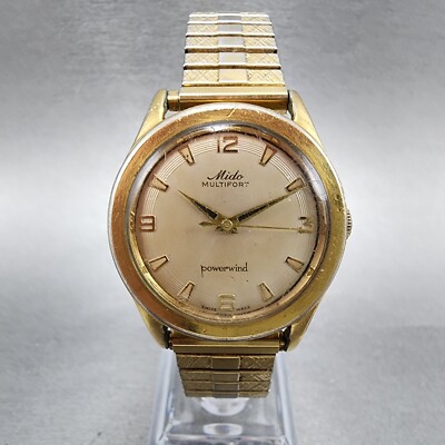 Mido Multifort Powerwind Watch Men 33mm Cream Dial Gold Tone