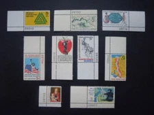 1966 #1314a-1322a Plate # Singles "Tagged Varieties"  MNH OG VF Scarce #2b